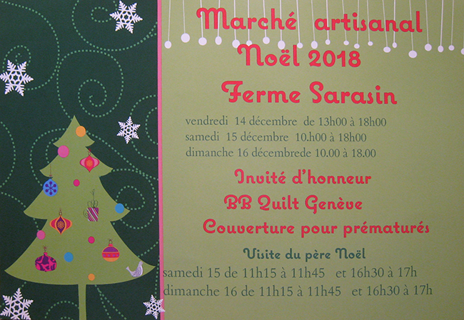 Flyer du marché artisanal de Noël du Grand Saconnex 2018.